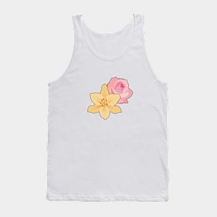 Pink Rose & Day Lily Tank Top